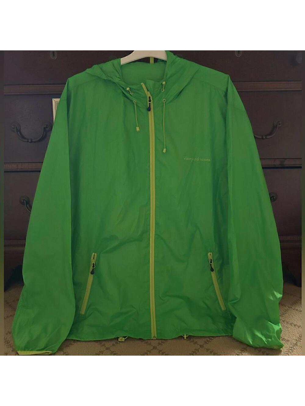 Vineyard Vine bright green full zip windbreaker jacket Men’s XXL NWOT